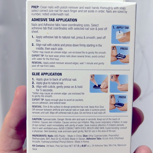 NWT KISS | long silver, white nail kit, glow in the dark with rhinestones - Picture 5 of 5